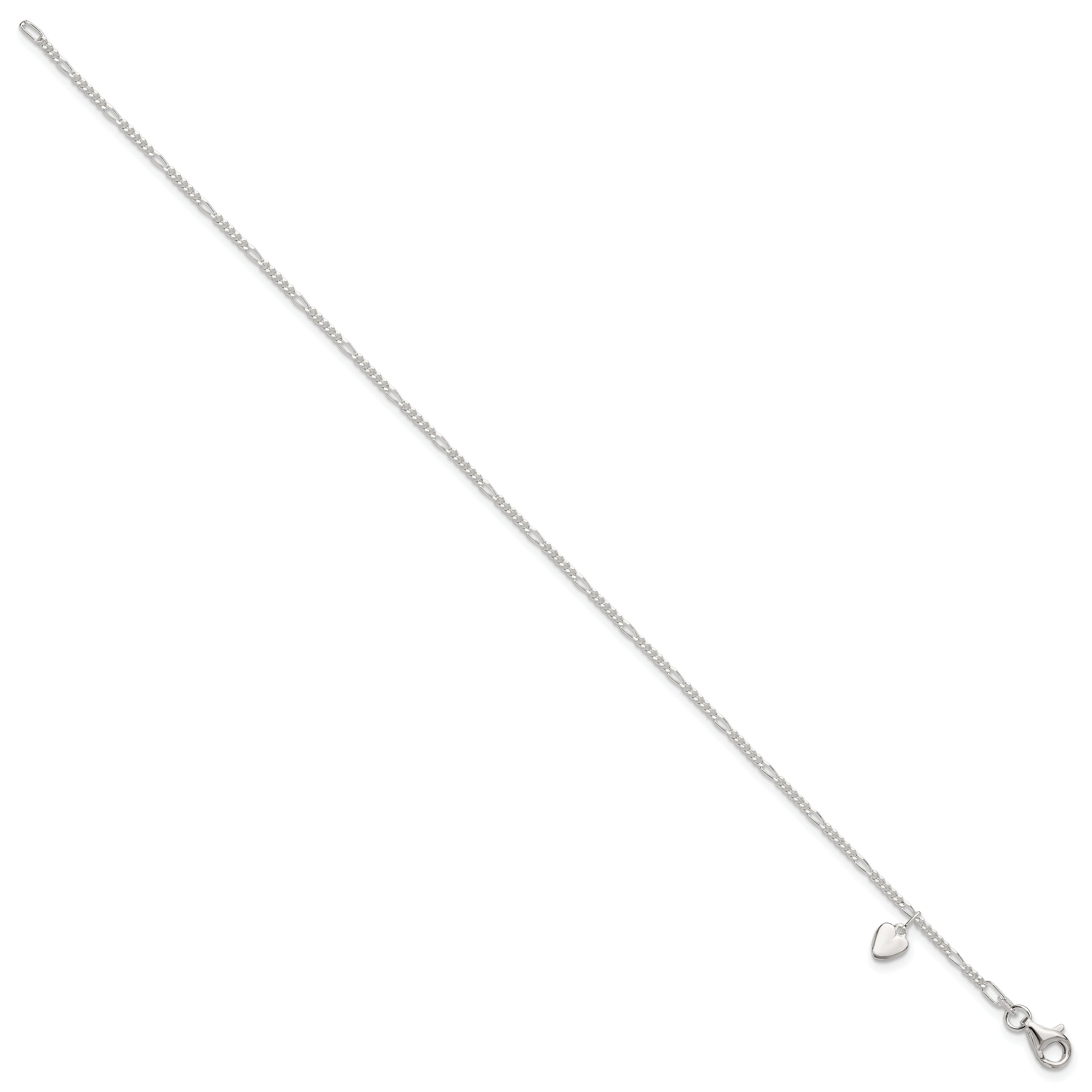 Sterling Silver Heart Dangle Anklet