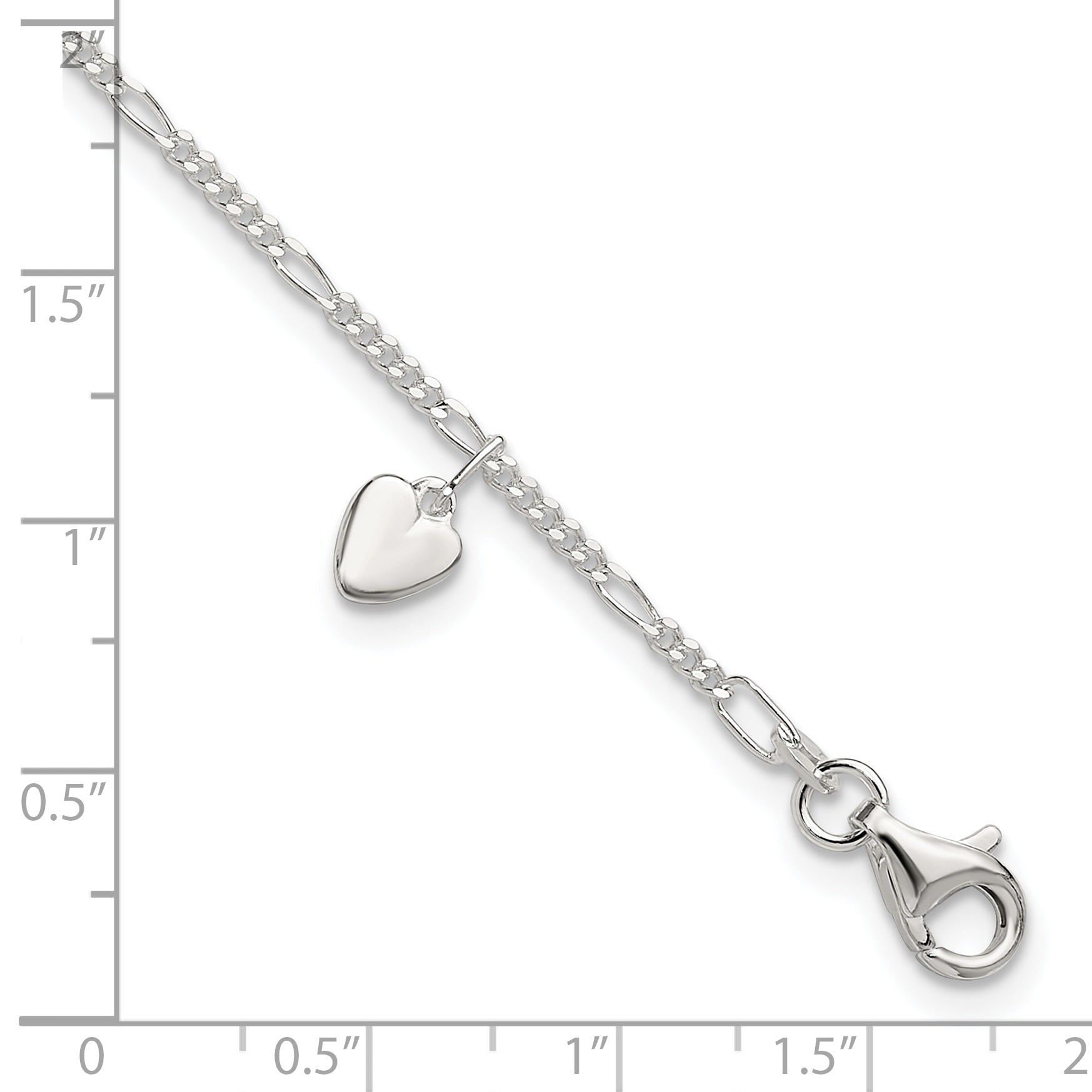 Sterling Silver Heart Dangle Anklet