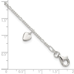 Sterling Silver Heart Dangle Anklet