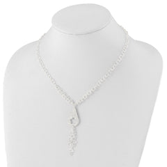 Sterling Silver 925 Teardrop Necklace with Floral Textured Design