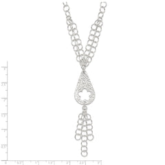 Sterling Silver 925 Teardrop Necklace with Floral Textured Design