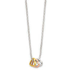 Sterling Silver and Vermeil Polished Fancy 3-Heart Necklace