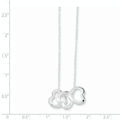 Sterling Silver Polished Fancy 3- Heart Necklace