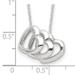 Sterling Silver Polished Fancy 3- Heart Necklace