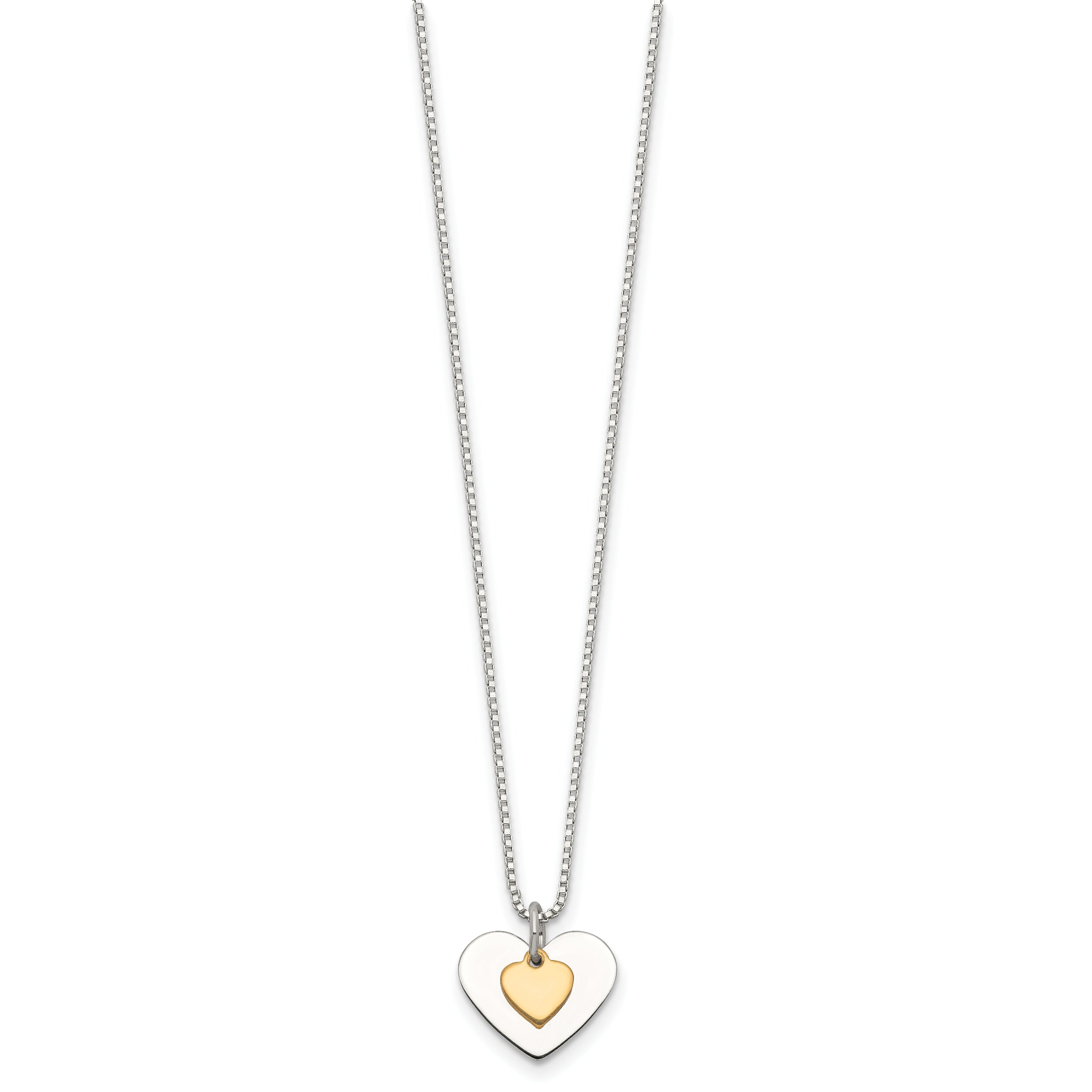 Sterling Silver w/Vermeil Polished Fancy Heart Necklace