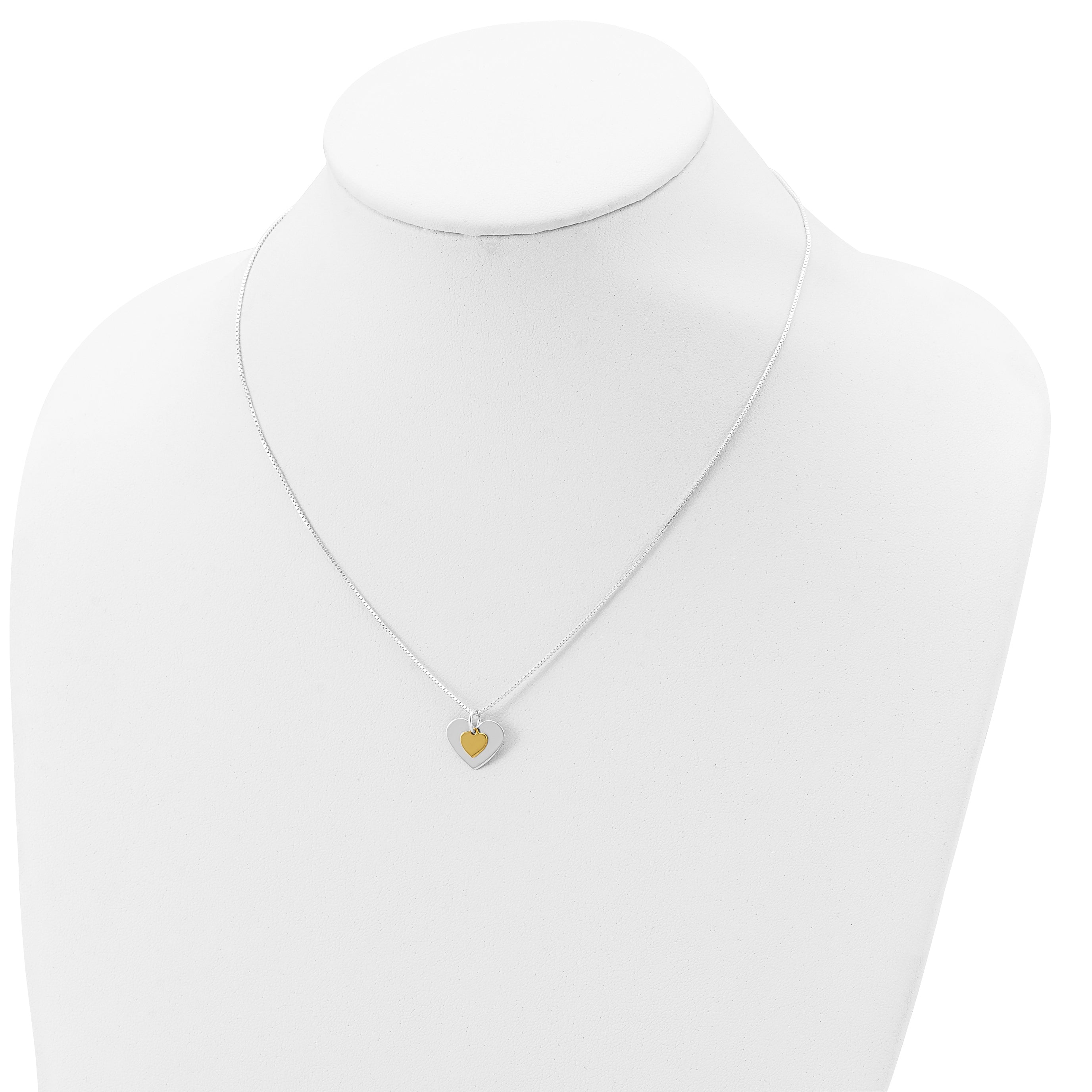 Sterling Silver w/Vermeil Polished Fancy Heart Necklace