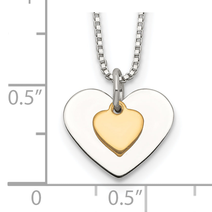 Sterling Silver w/Vermeil Polished Fancy Heart Necklace