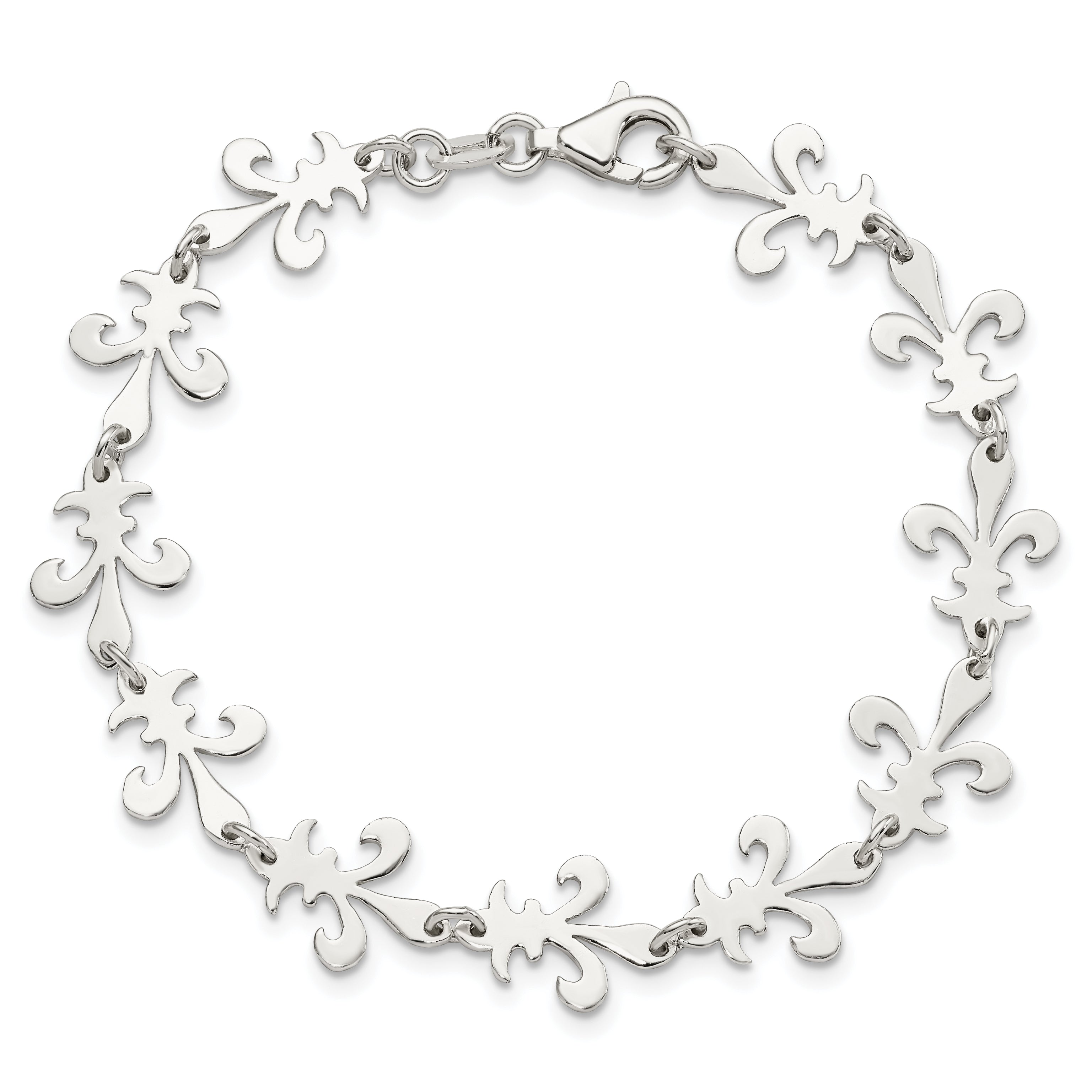 Sterling Silver Polished Fleur De Lis Bracelet