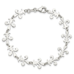 Sterling Silver Polished Fleur De Lis Bracelet