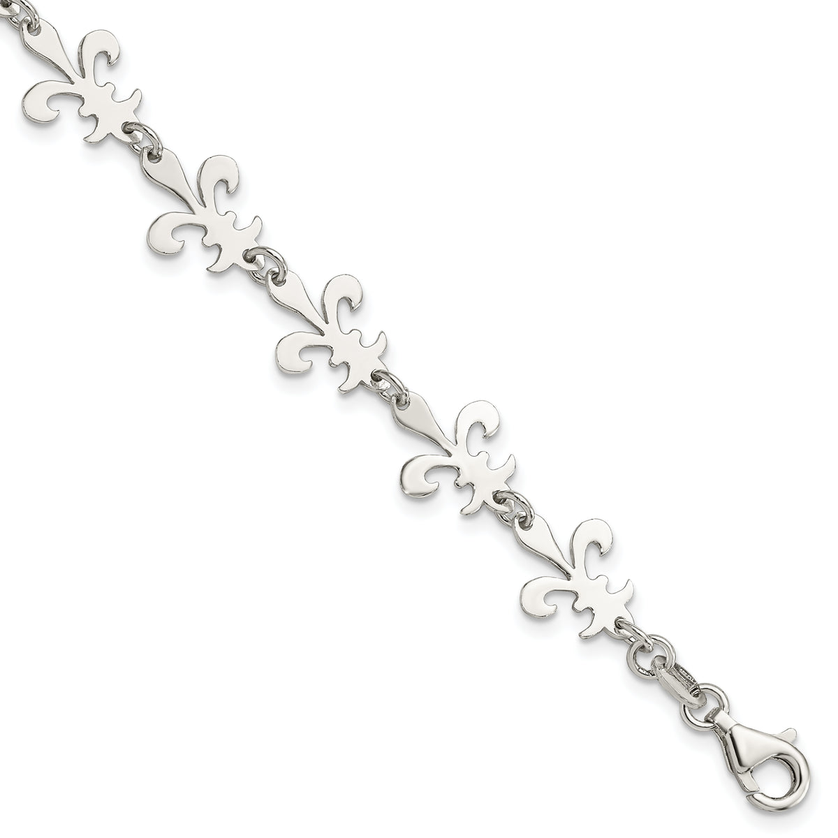 Sterling Silver Polished Fleur De Lis Bracelet