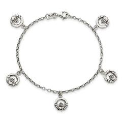 Sterling Silver Antiqued Claddagh Bracelet