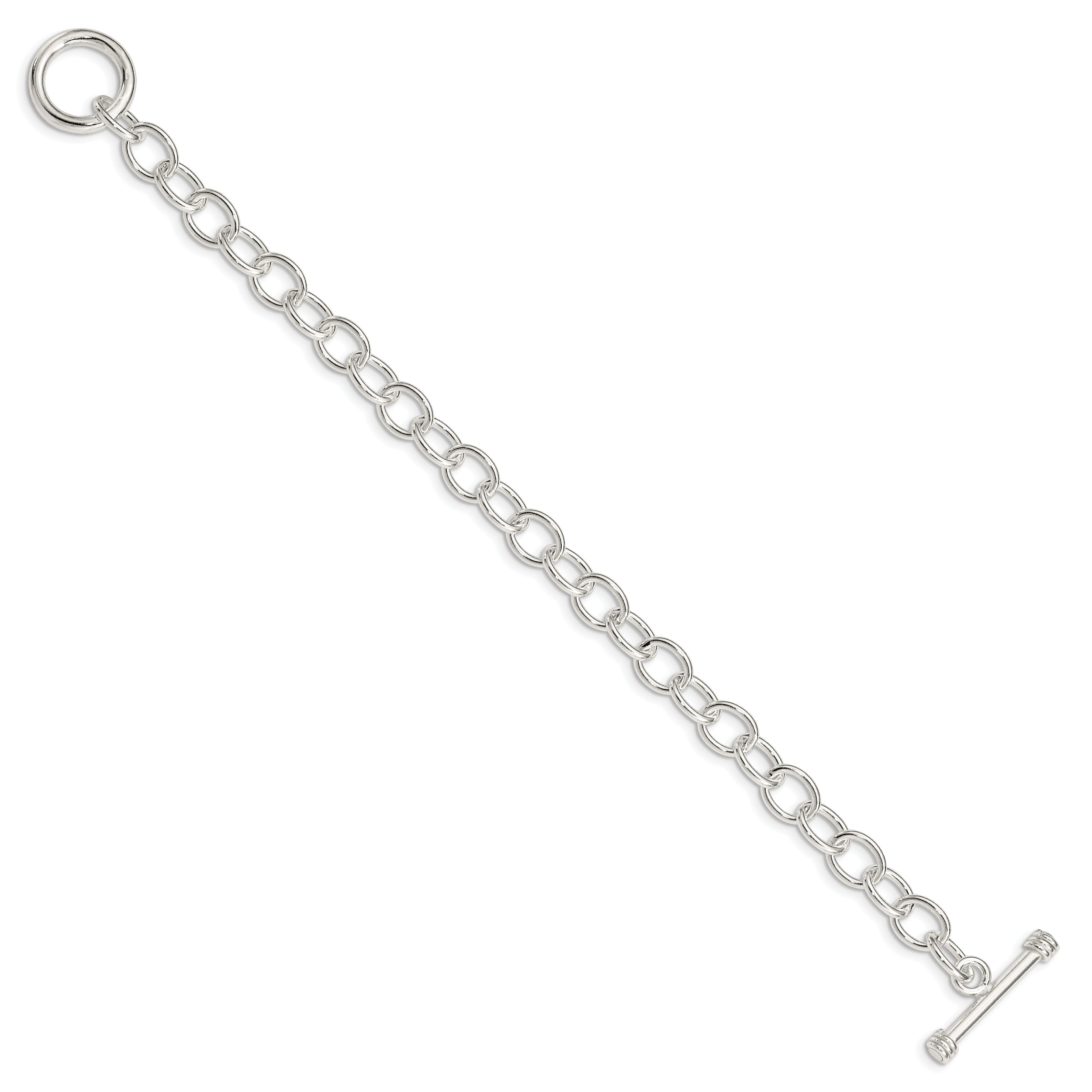 Sterling Silver Polished Fancy Link Toggle Bracelet