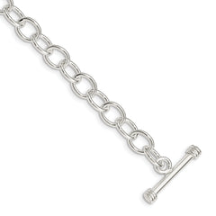 Sterling Silver Polished Fancy Link Toggle Bracelet