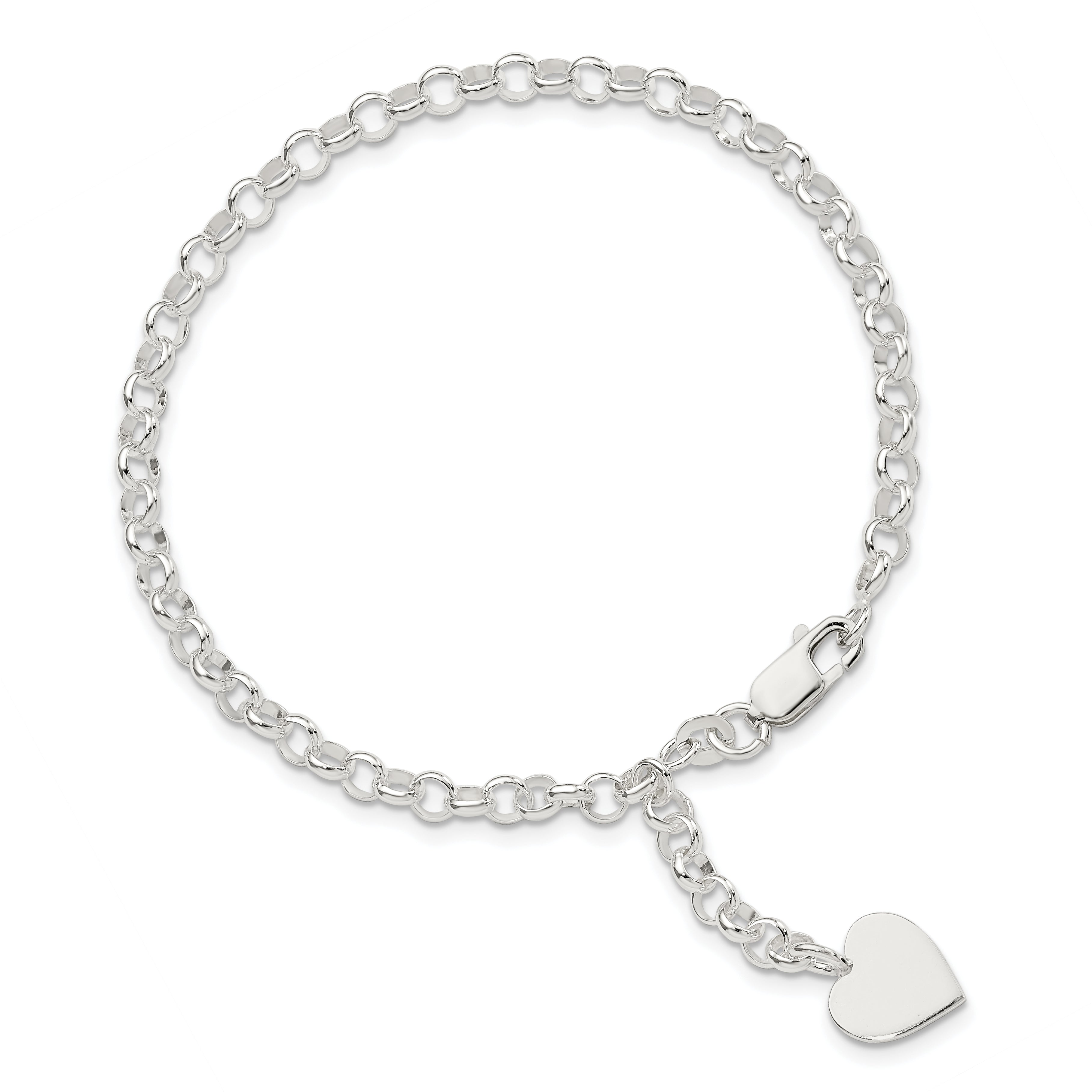 Sterling Silver Heart Dangle Bracelet