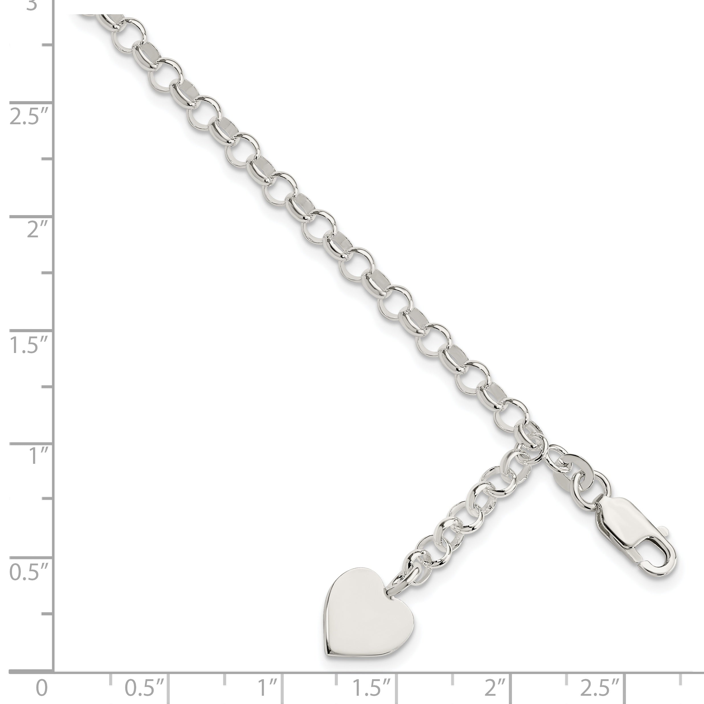 Sterling Silver Heart Dangle Bracelet