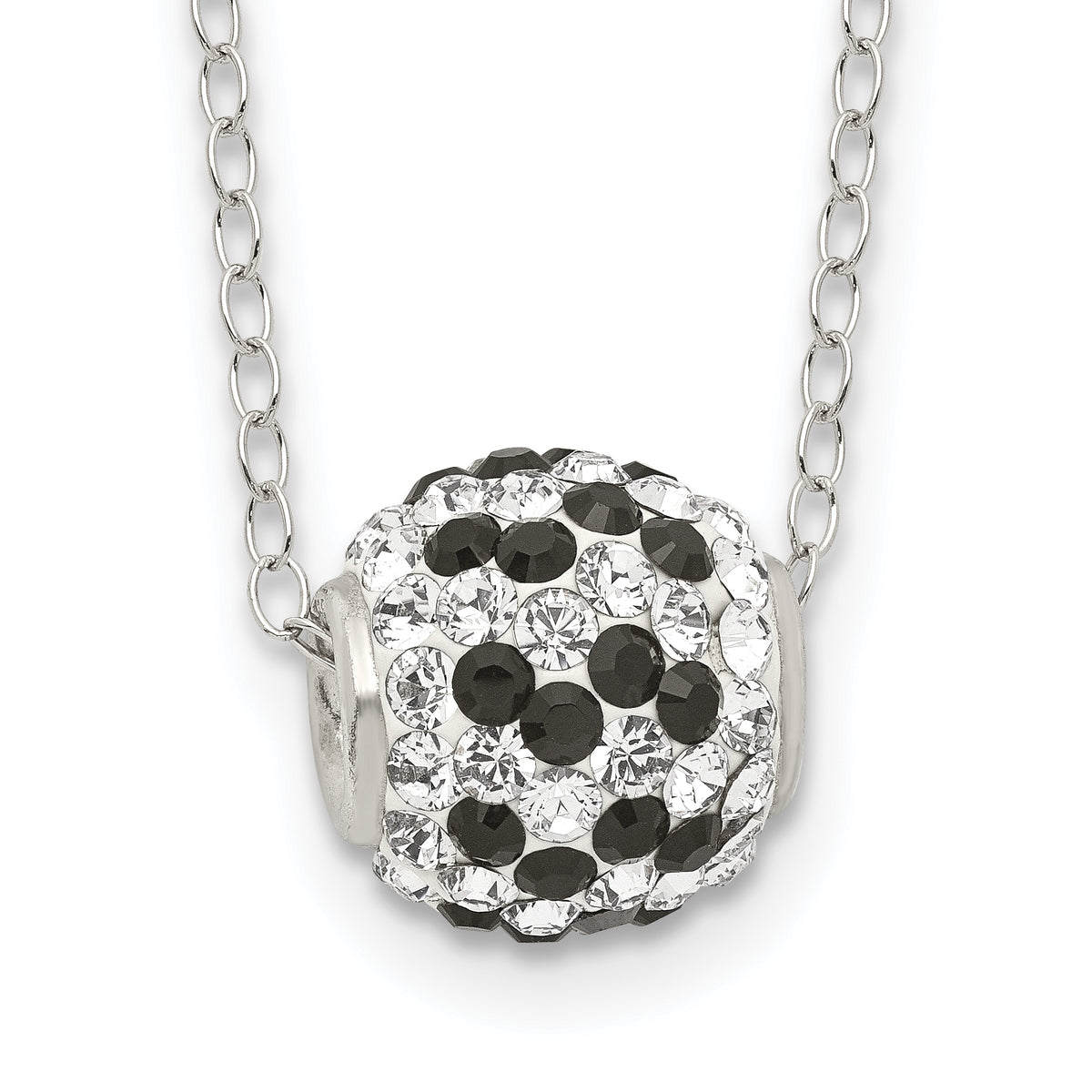 Sterling Silver Rhodium-plated Black and White Stellux Crystal Necklace