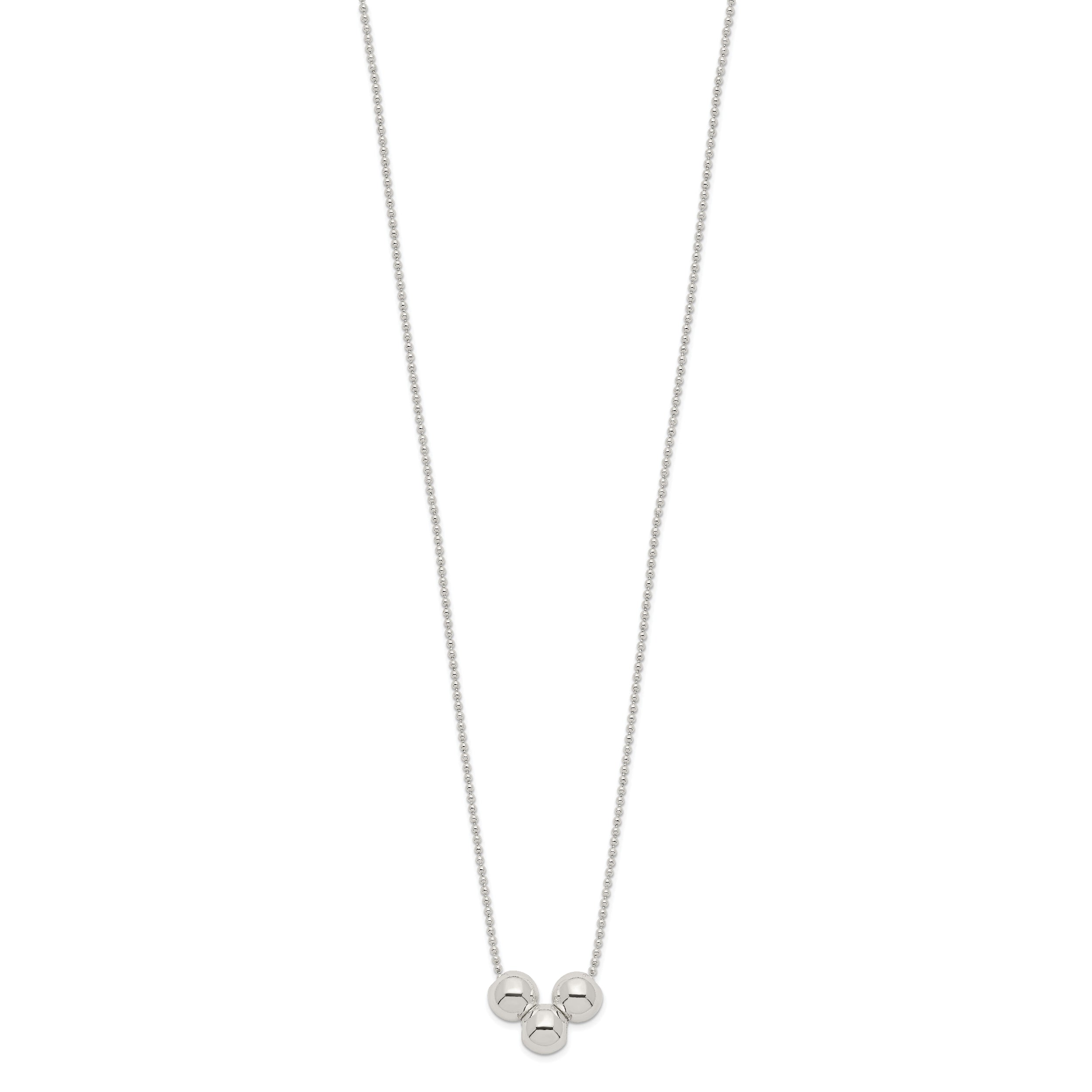 Sterling Silver Polished 3 Bead Necklace