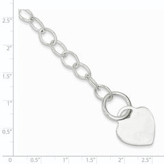 Sterling Silver Toggle Link Engraveable Heart Bracelet