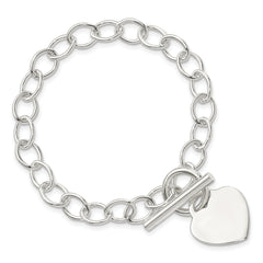 Sterling Silver Toggle Link Engraveable Heart Bracelet