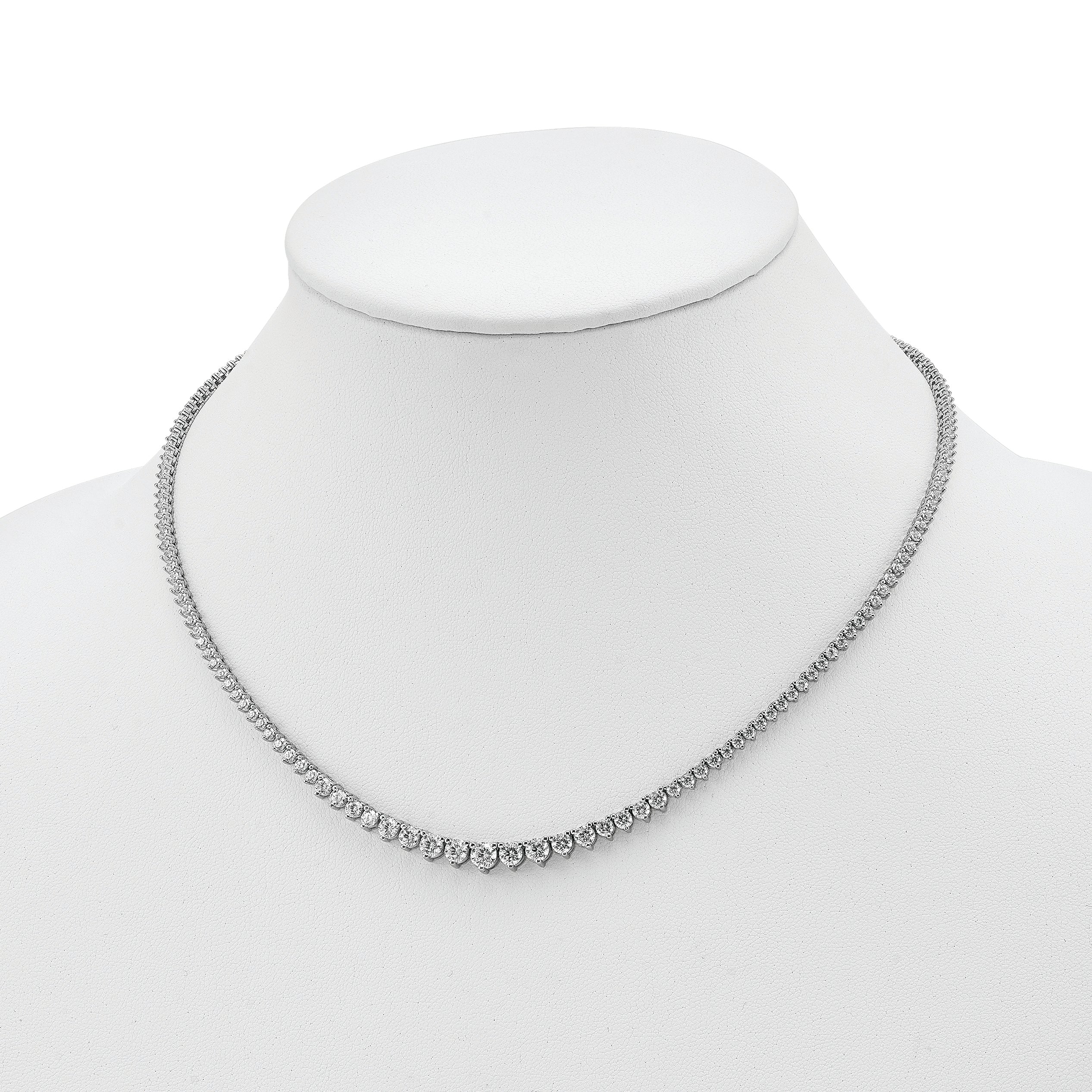 Sterling Shimmer Sterling Silver Rhodium-plated 17 inch 180 Stone Graduated CZ Necklace