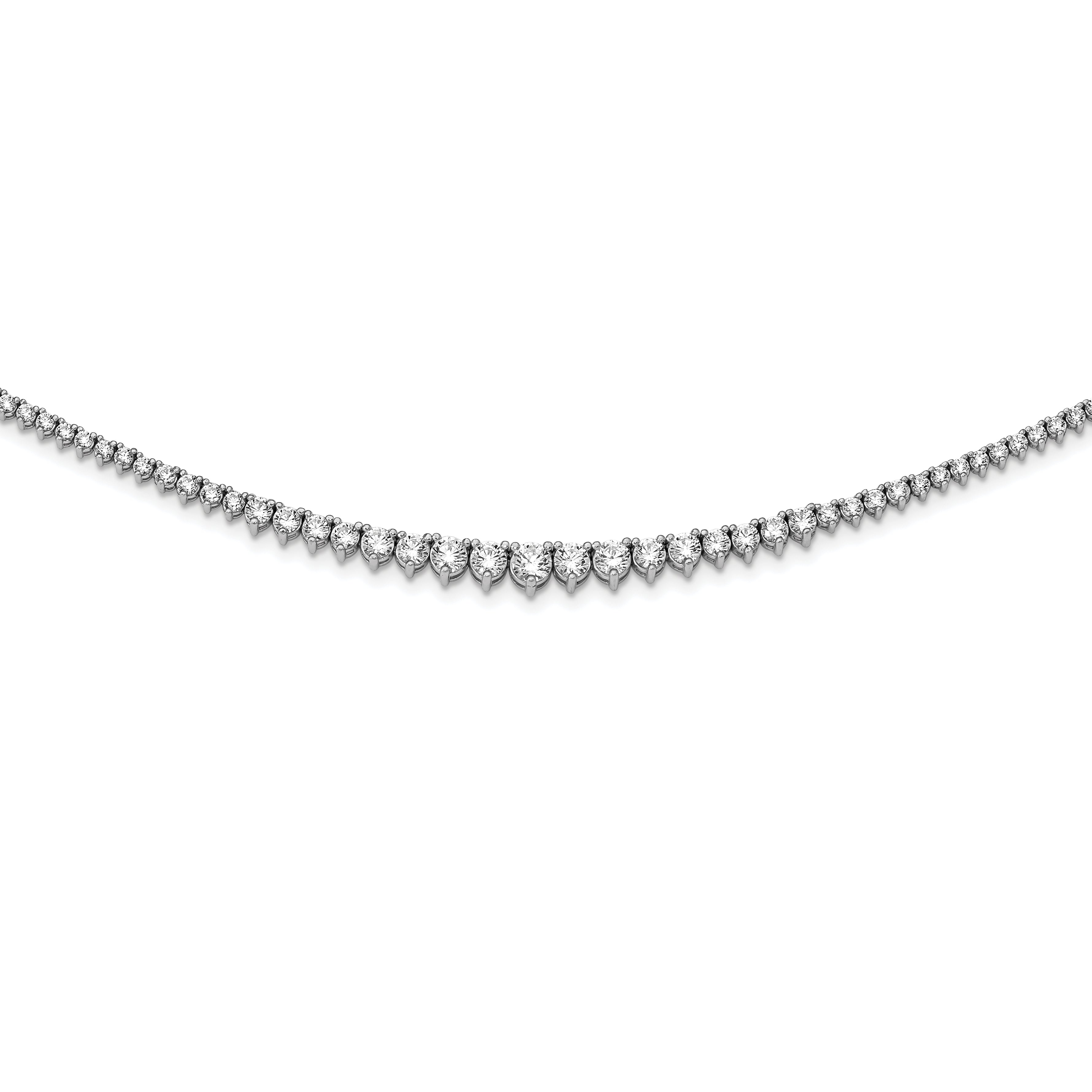 Sterling Shimmer Sterling Silver Rhodium-plated 17 inch 180 Stone Graduated CZ Necklace