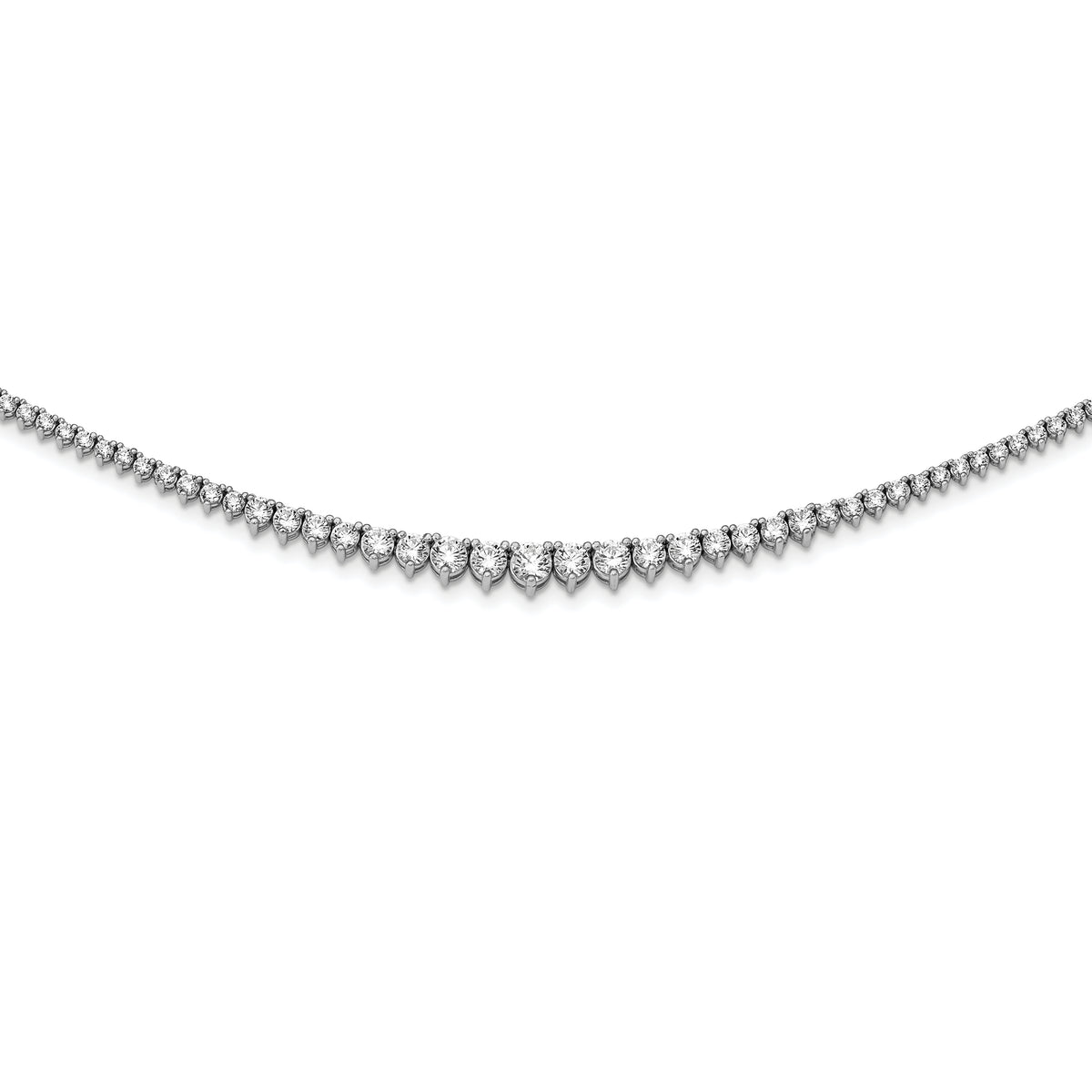 Sterling Shimmer Sterling Silver Rhodium-plated 17 inch 180 Stone Graduated CZ Necklace