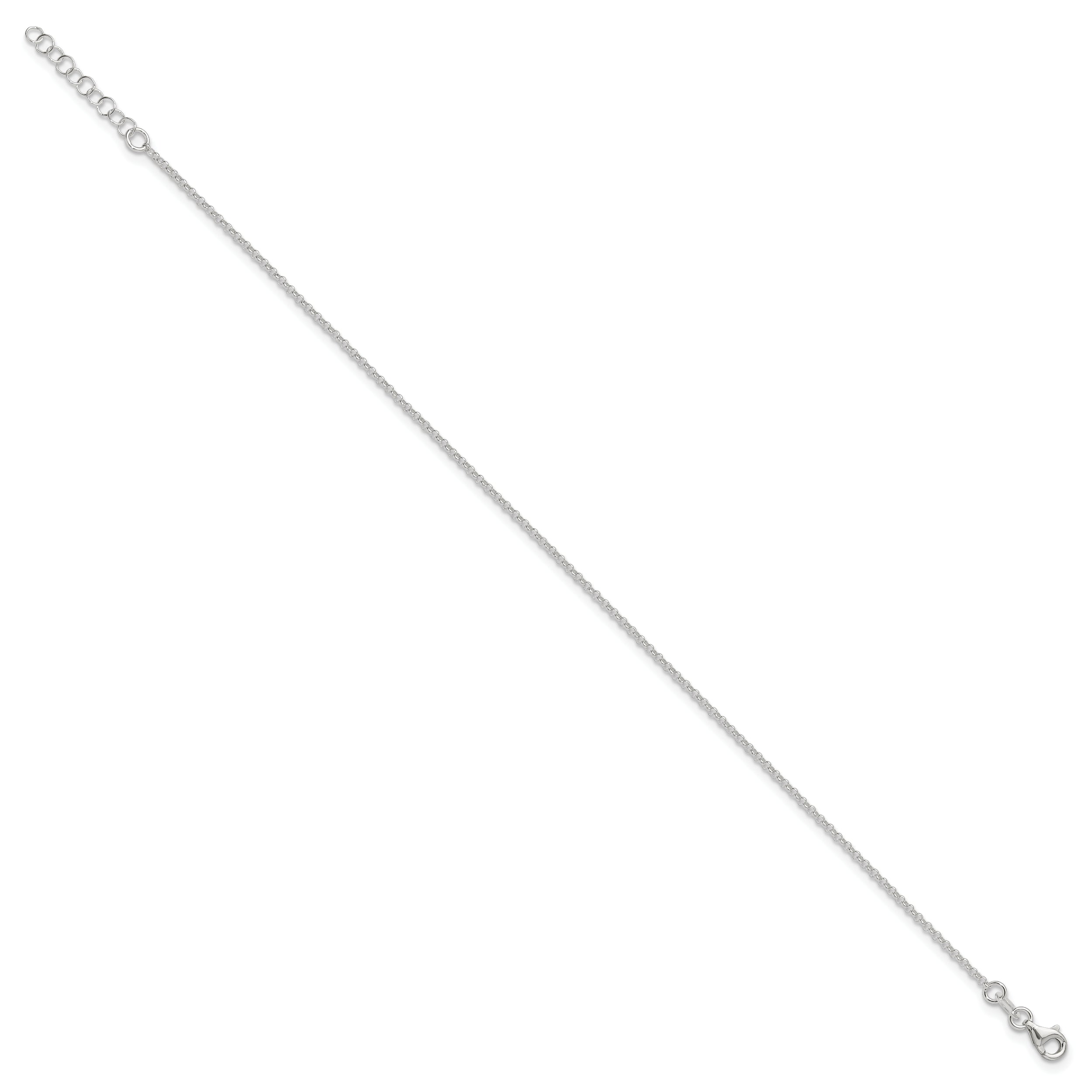 Sterling Silver Polished Rolo Chain with 1in ext. Anklet