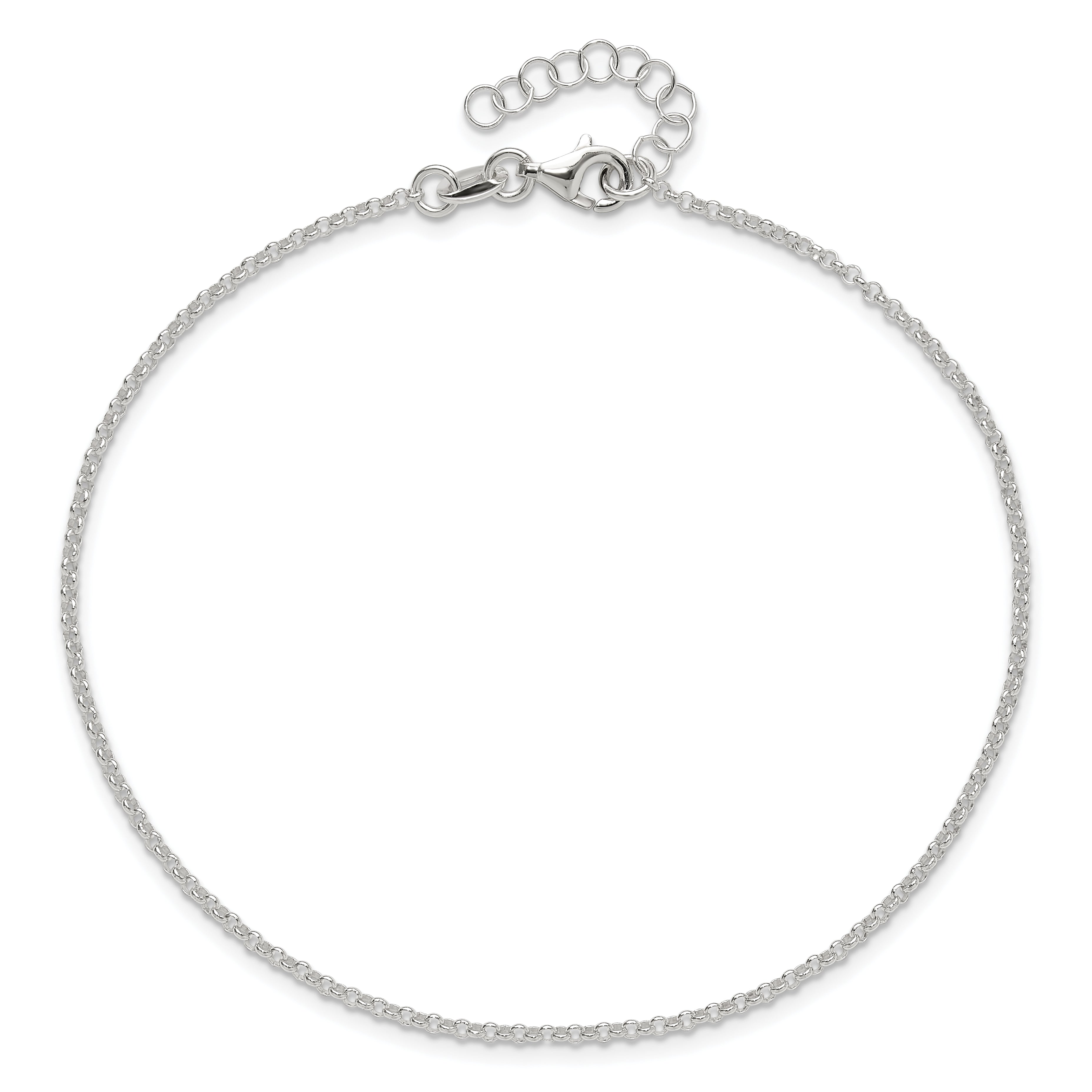 Sterling Silver Polished Rolo Chain with 1in ext. Anklet