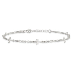 Sterling Silver Polished Dragonfly 8in Plus 1in ext. Anklet