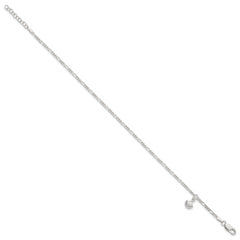 Sterling Silver Polished Shell 9in Plus 1in Ext. Anklet