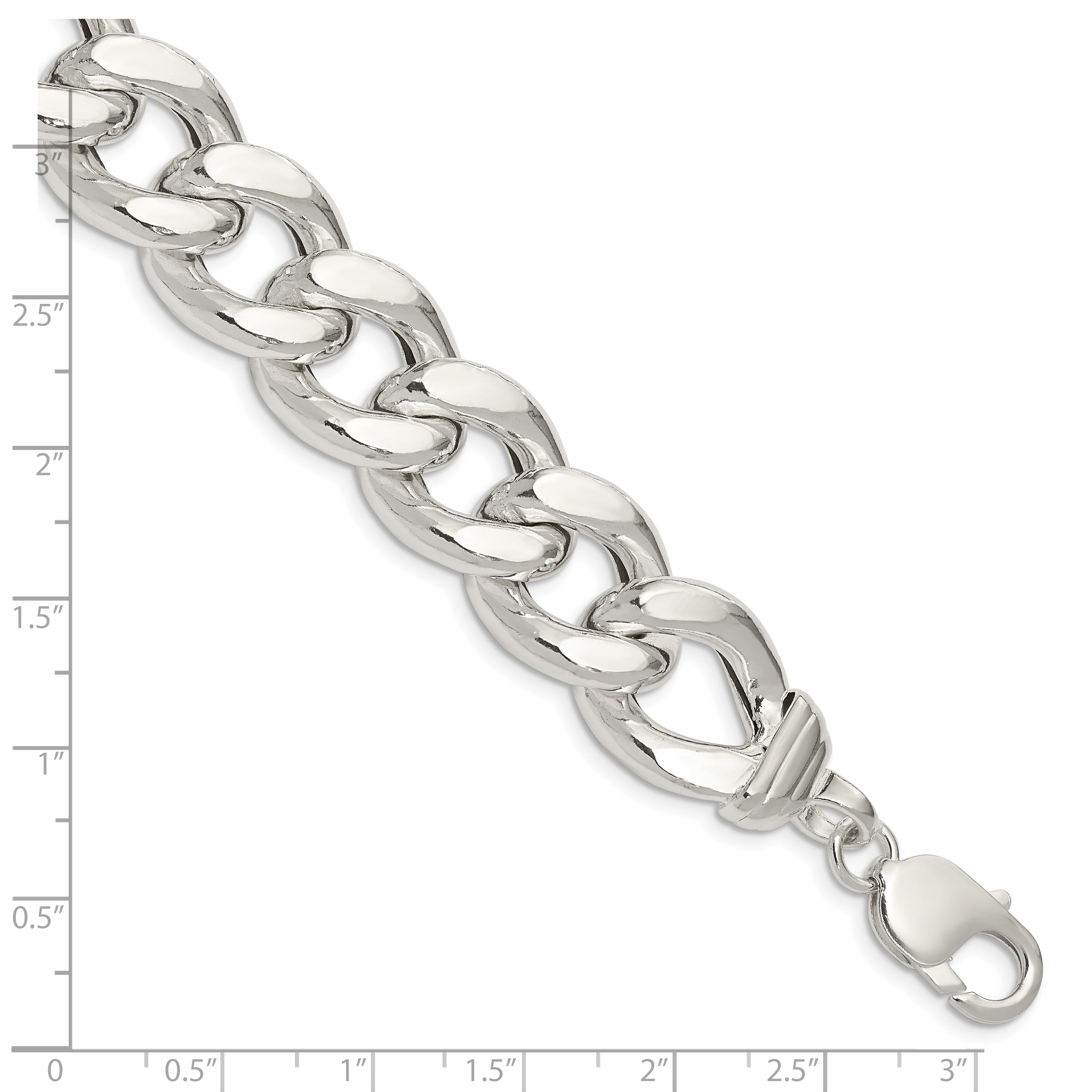 Sterling Silver Hollow Polished Curb Bracelet