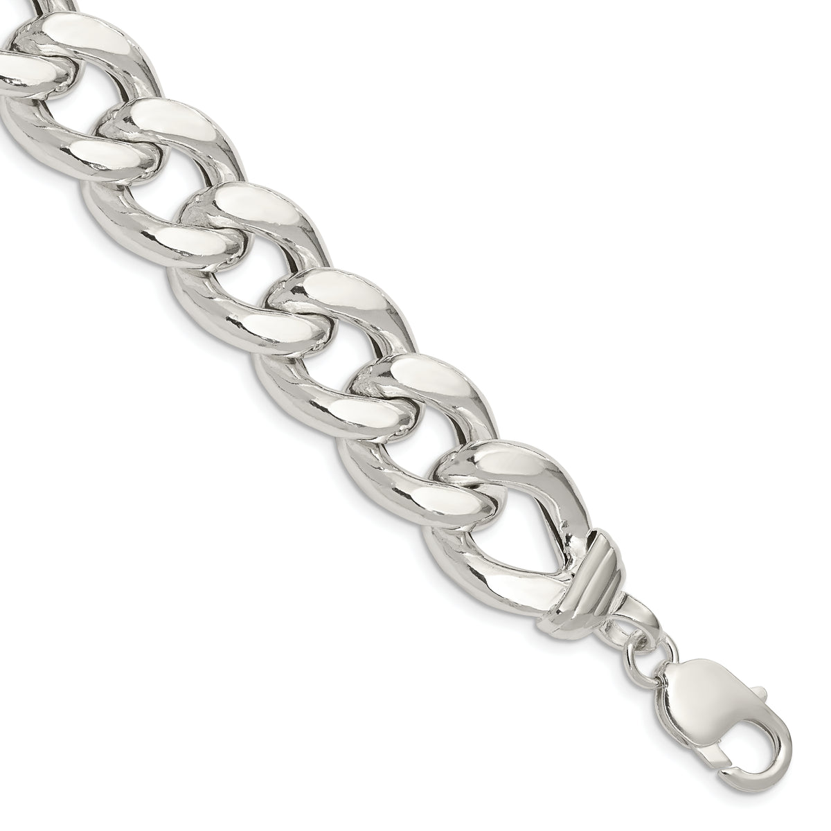 Sterling Silver Hollow Polished Curb Bracelet