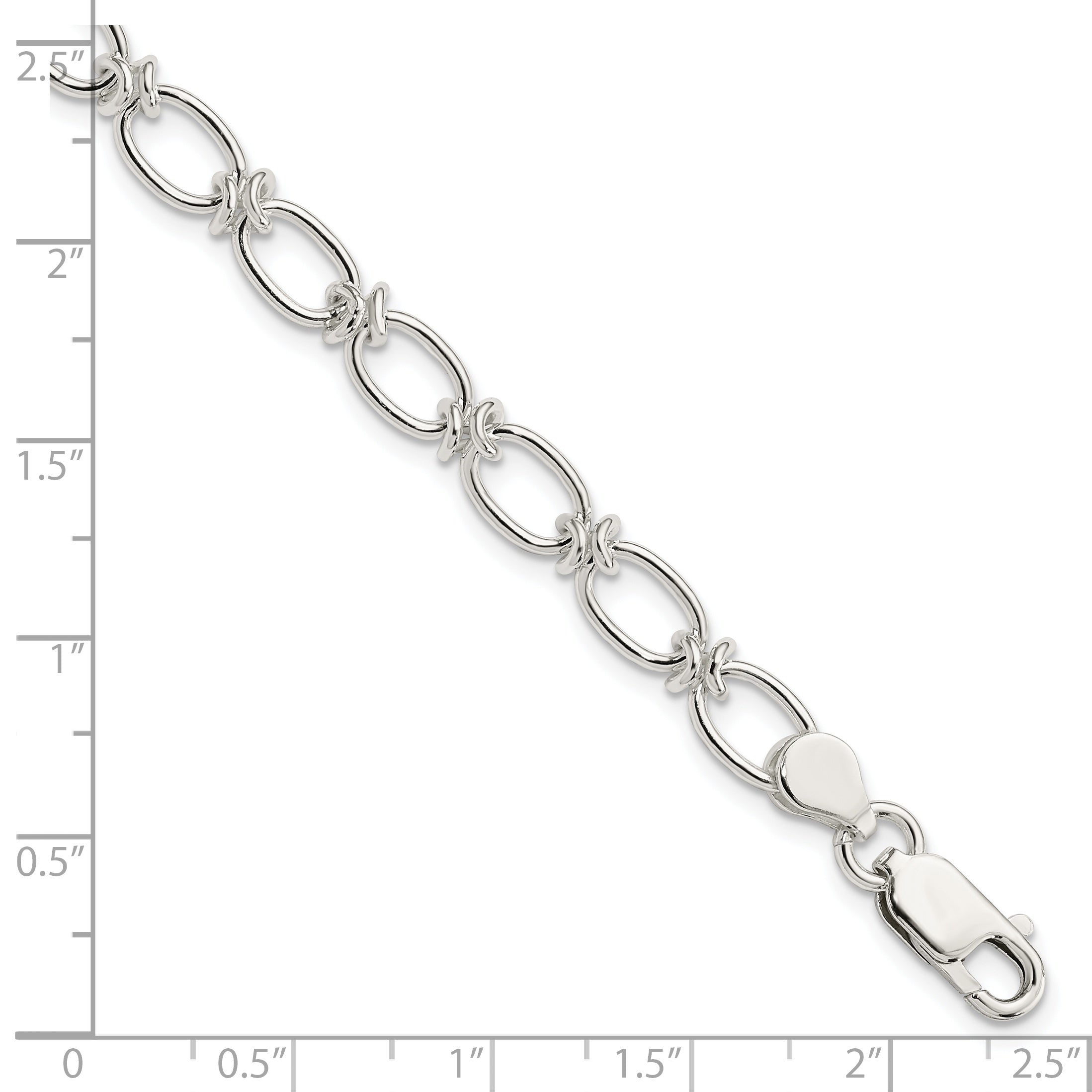 Sterling Silver Polished Oval Link Bracelet