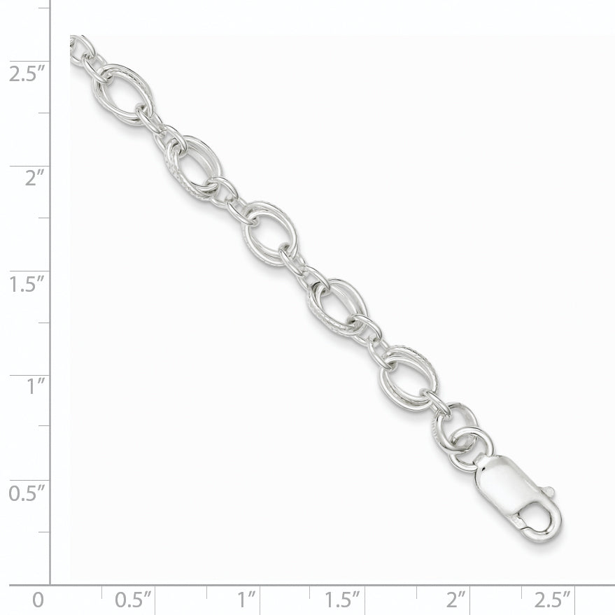 Sterling Silver Polished and Textured 5.5mm Fancy Bracelet