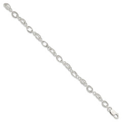 Sterling Silver Polished and Textured 5.5mm Fancy Bracelet