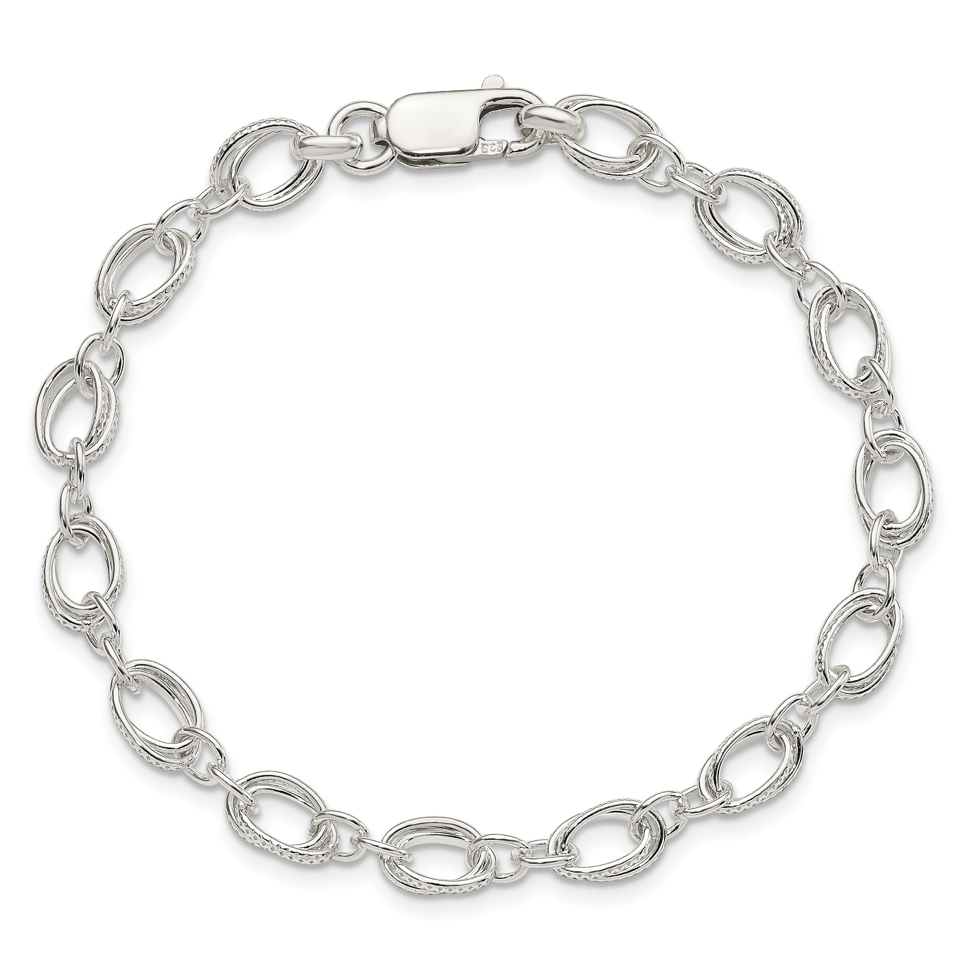 Sterling Silver Polished and Textured 5.5mm Fancy Bracelet