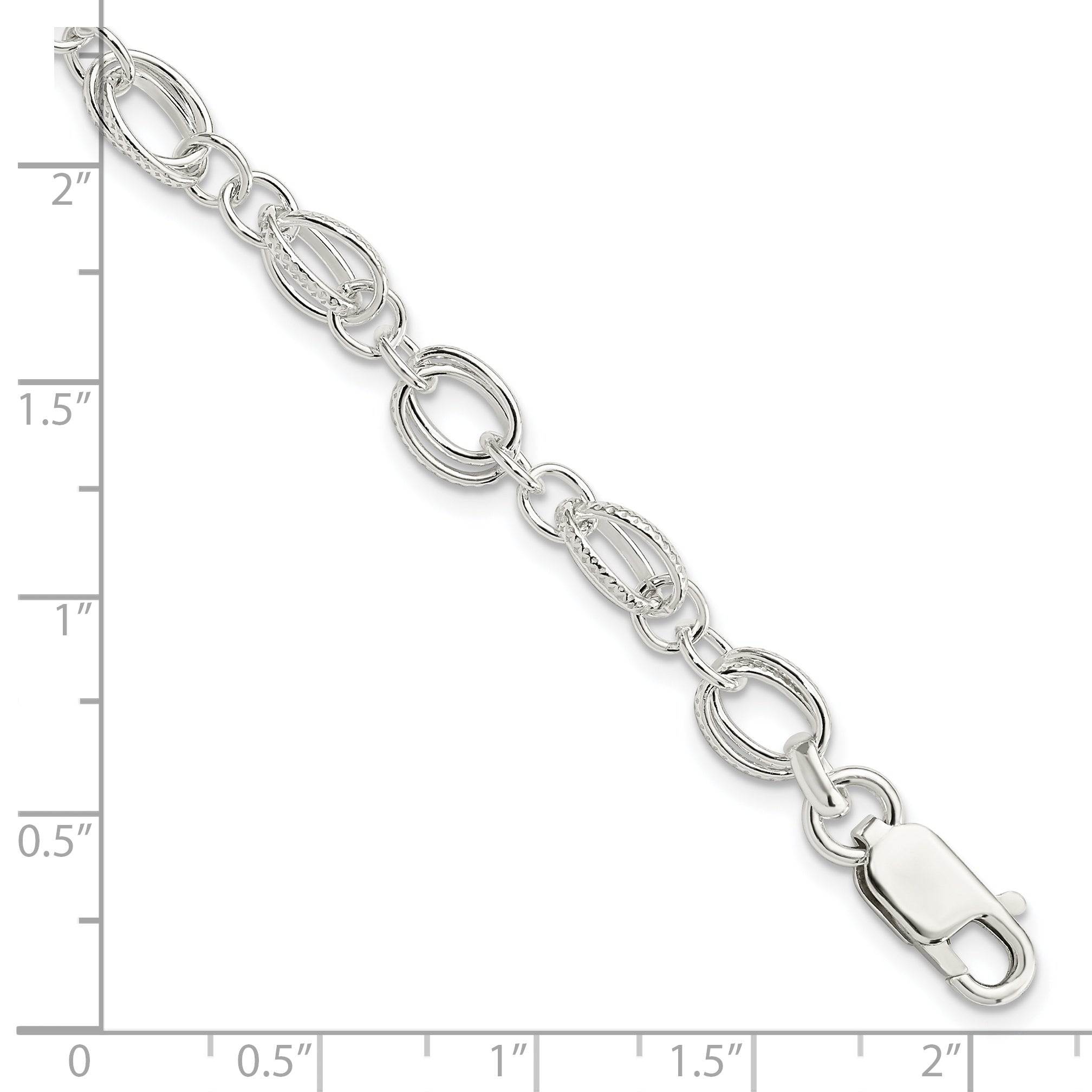 Sterling Silver Polished and Textured 5.5mm Fancy Bracelet