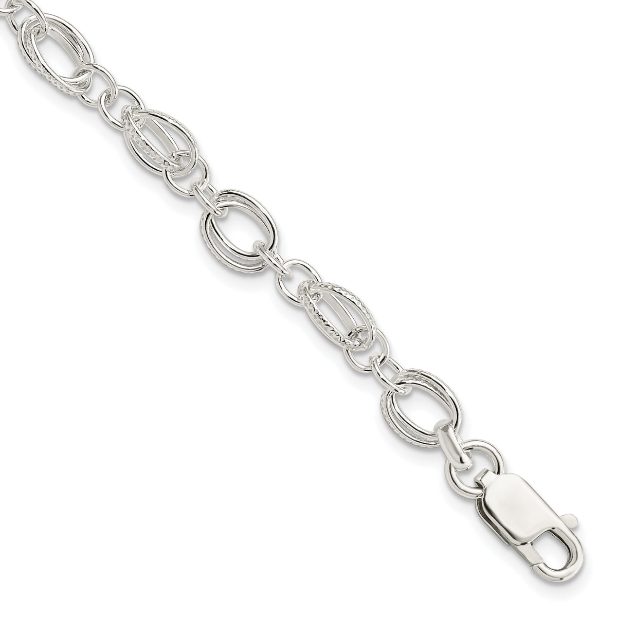 Sterling Silver Polished and Textured 5.5mm Fancy Bracelet