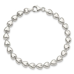 Sterling Silver Polished Heart Bracelet