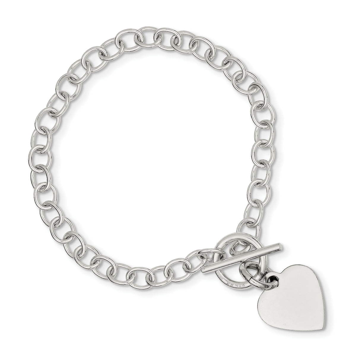 Sterling Silver Polished Heart Charm Bracelet