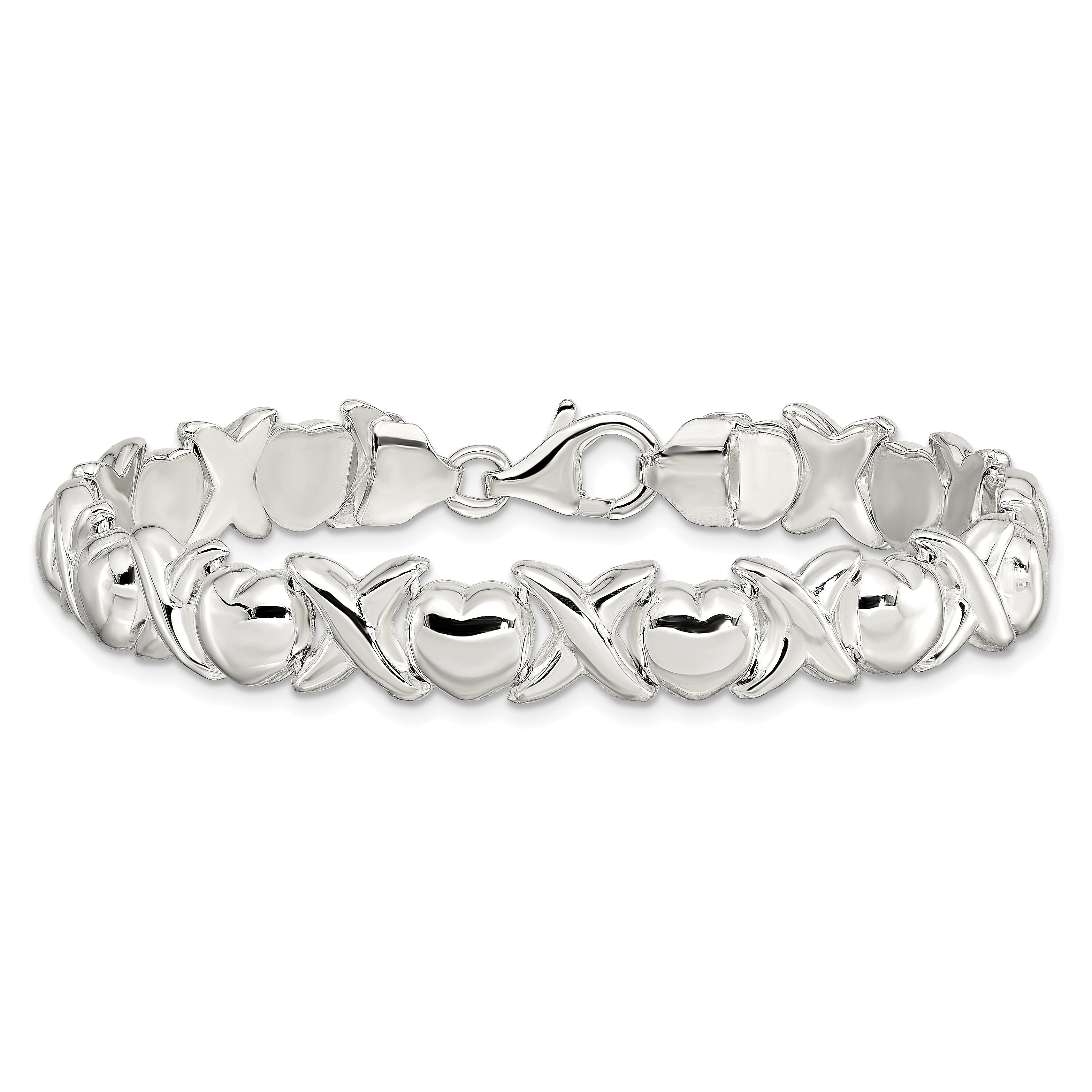 Sterling Silver Polished X and O Bracelet