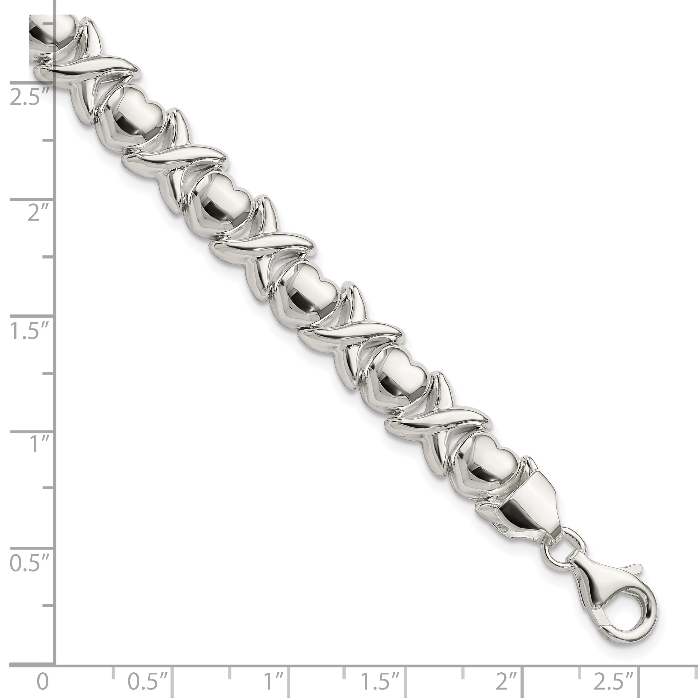 Sterling Silver Polished X and O Bracelet