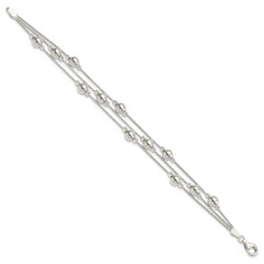 Sterling Silver Polished Bead Snake Chain Bracelet