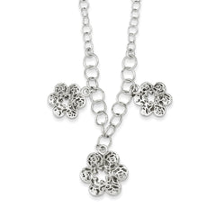 Sterling Silver Polished Filigree Flower Necklace