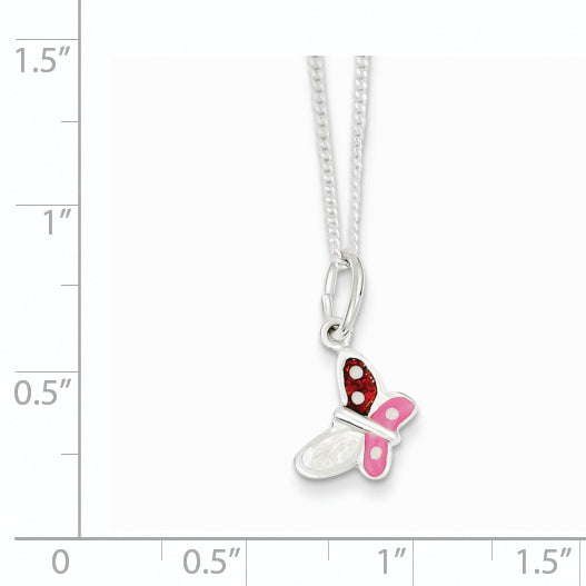 Sophia Jewelers 925 Sterling Silver Butterfly Necklace for Girls Enamel Accents