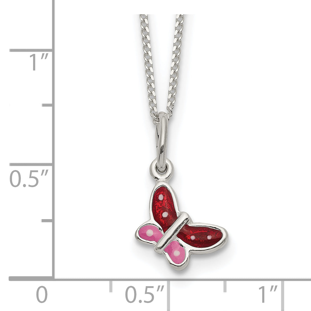 Sophia Jewelers 925 Sterling Silver Butterfly Necklace for Girls Enamel Accents