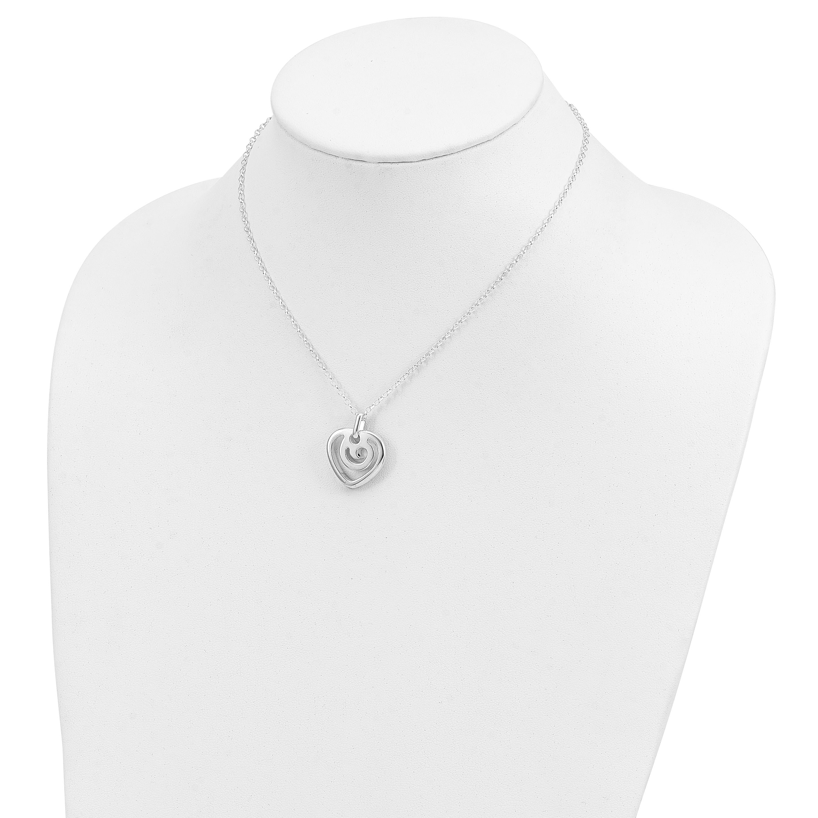 Sterling Silver Polished Heart Pendant Necklace