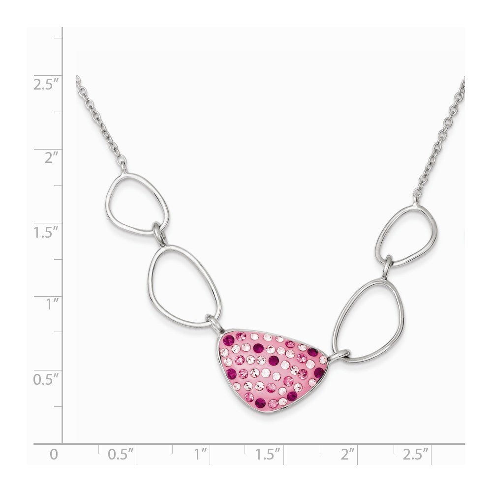 Sterling Silver Pink Preciosa Crystal Triangle Necklace