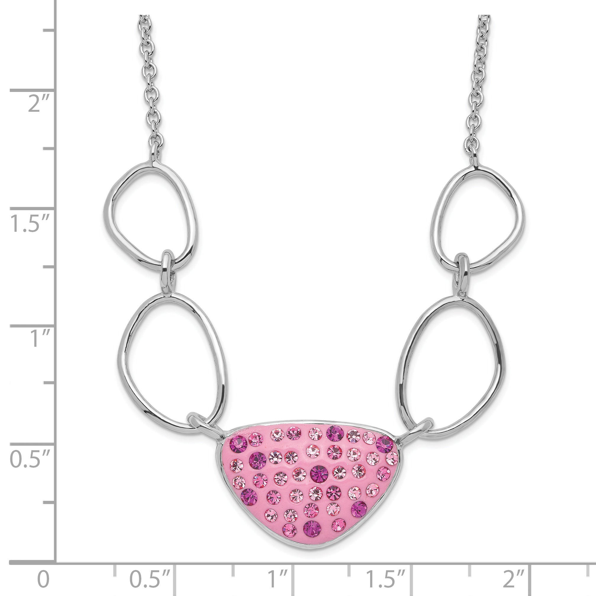 Sterling Silver Polished Pink Preciosa Crystal Triangle Necklace