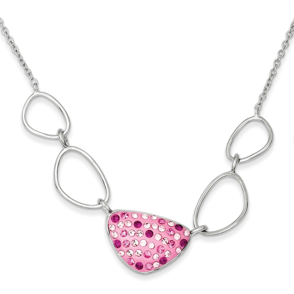 Sterling Silver Pink Preciosa Crystal Triangle Necklace